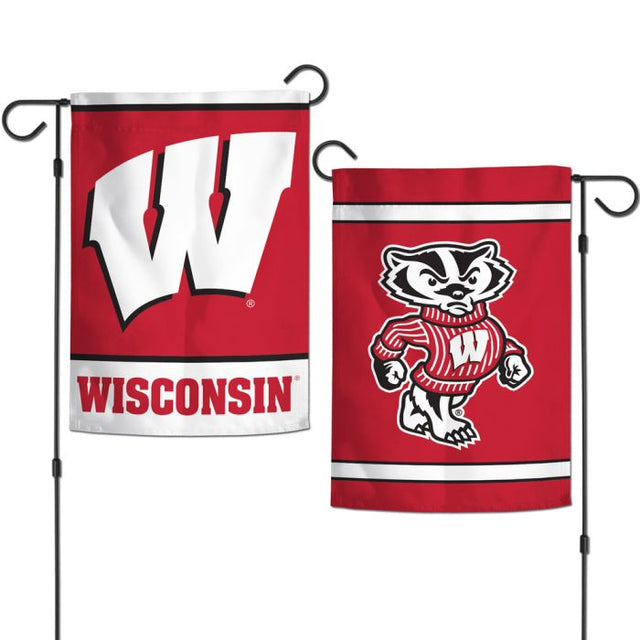 Banderas de jardín de Wisconsin Badgers, de 2 lados, 12,5" x 18"