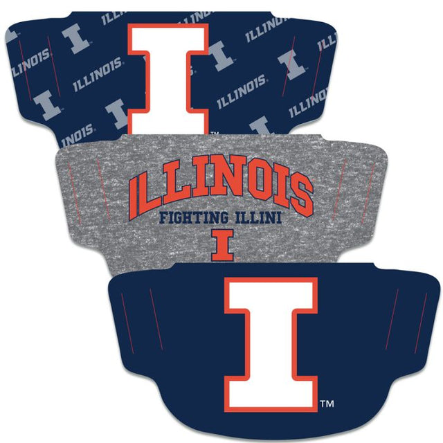 Illinois Fighting Illini Fan Mask Face Cover 3 Pack