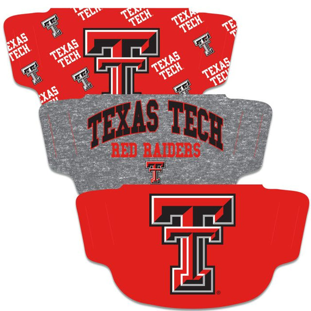 Paquete de 3 mascarillas para fanáticos de Texas Tech Red Raiders