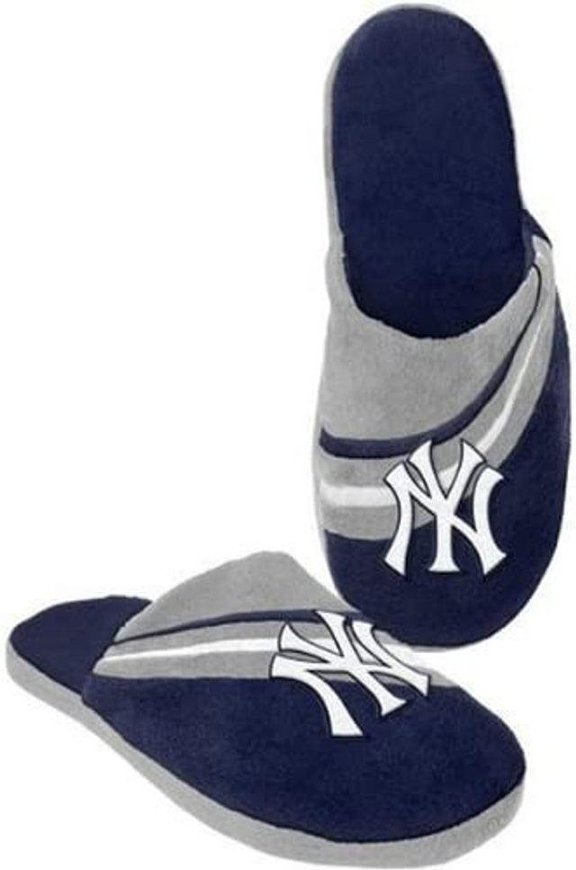 Pantuflas de los Yankees de Nueva York con rayas y logotipo grande (1 par) - XL