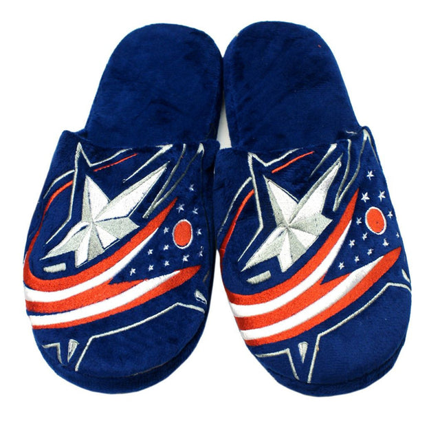 Pantuflas Columbus Blue Jackets para hombre con logotipo grande (1 par) - XL