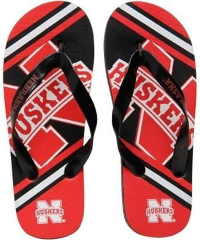 Chanclas unisex con logo grande de los Nebraska Cornhuskers (1 par) - XL