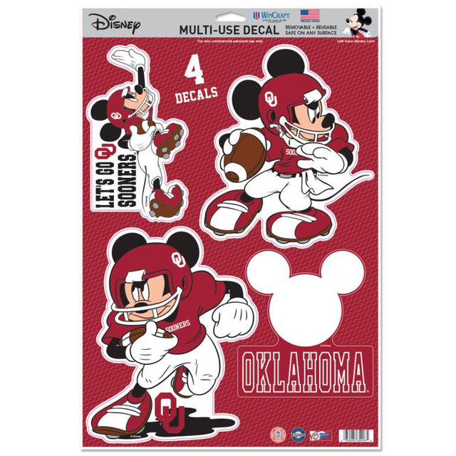 Calcomanía multiusos de fútbol americano de Mickey Mouse de Disney y Oklahoma Sooners, 11" x 17"