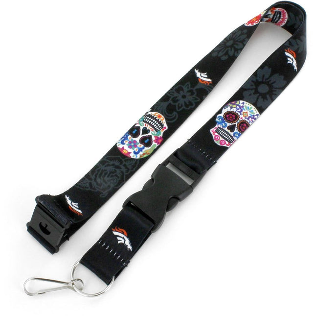 Denver Broncos (BLACK) Sugar Skull Lanyard -LN-570-04