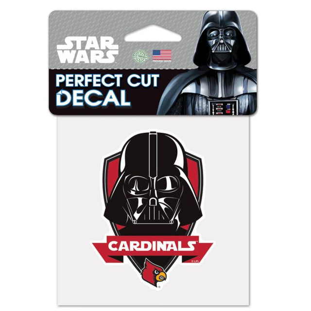 Calcomanía de color de corte perfecto de Darth Vader de Star Wars de los Louisville Cardinals, 4" x 4"