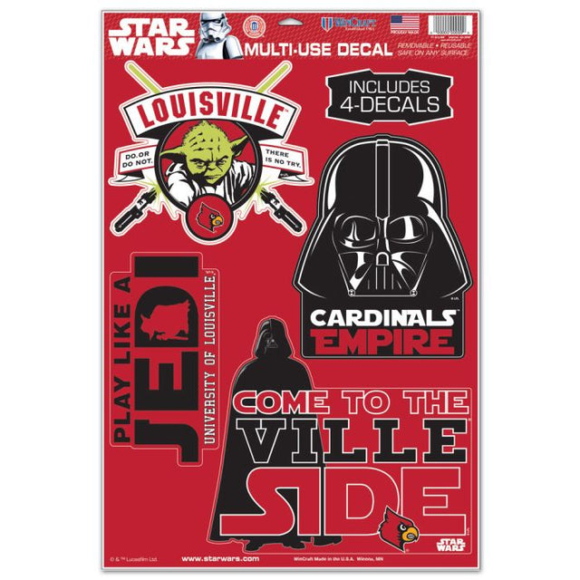 Louisville Cardinals / Star Wars Darth Vader &amp; Yoda Multi-Use Decal 11" x 17"