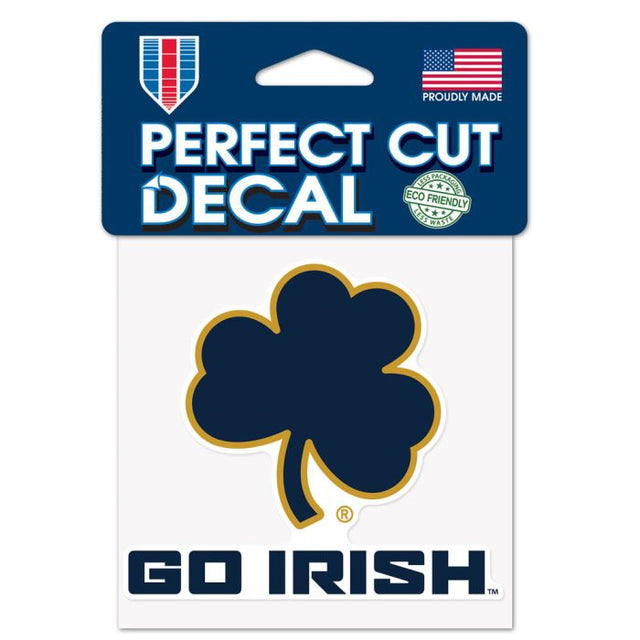 Calcomanía de color de corte perfecto GO IRISH de Notre Dame Fighting Irish de 4" x 4"