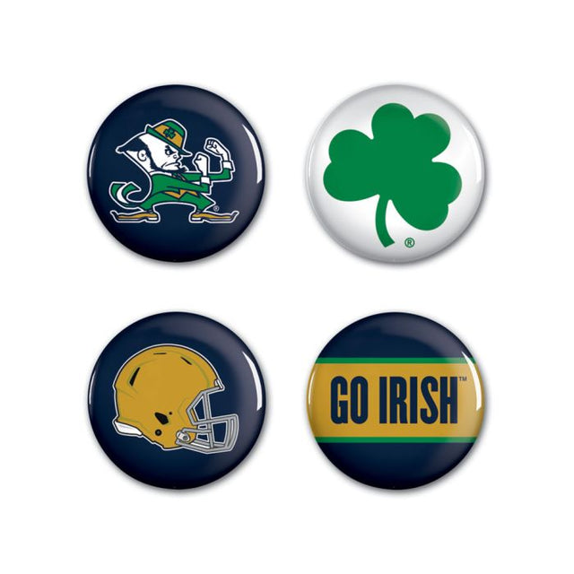 Paquete de 4 botones de Notre Dame Fighting Irish de 1 1/4" de diámetro