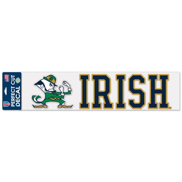 Calcomanías de corte perfecto de Notre Dame Fighting Irish LEPRECHAUN/IRISH de 4" x 17"