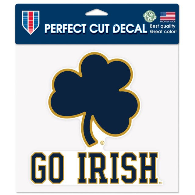 Calcomanía de color de corte perfecto SHAMROCK/GO IRISH de Notre Dame Fighting Irish de 8" x 8"