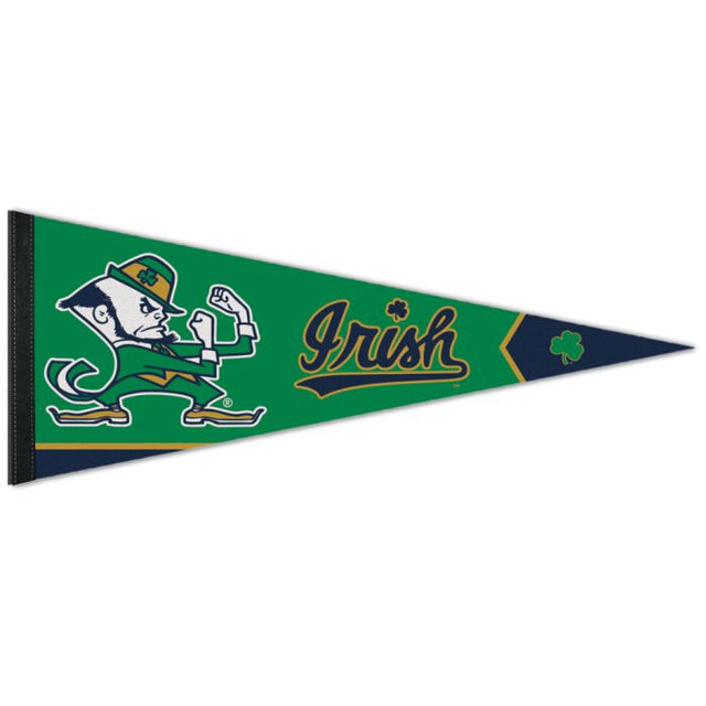 Banderín premium de Notre Dame Fighting Irish LEPRECHAUN/IRISH/SHAMROCK de 12" x 30"