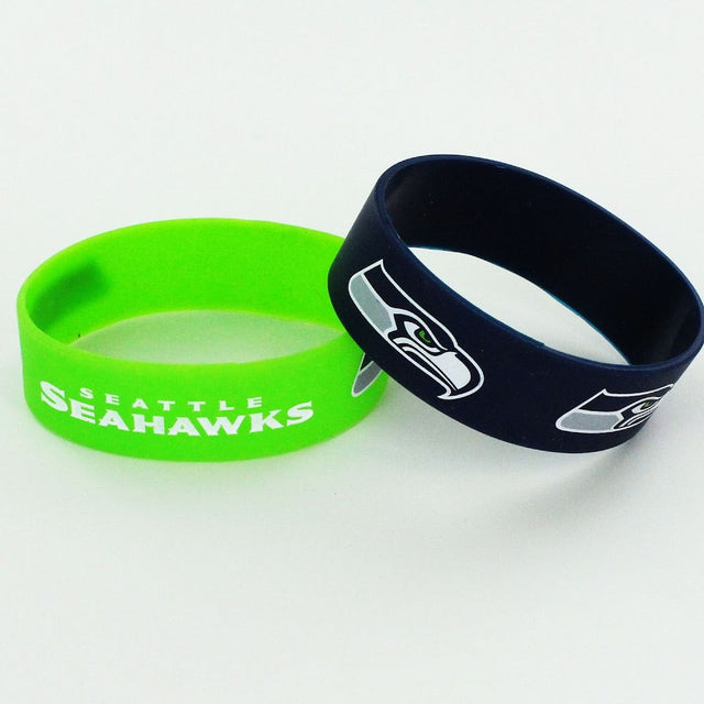 Pulseras anchas de los Seattle Seahawks (paquete de 2) -BC-207-14