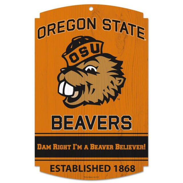 Letrero de madera con el nombre de Oregon State Beavers/College Vault, 11" x 17", 1/4" de grosor