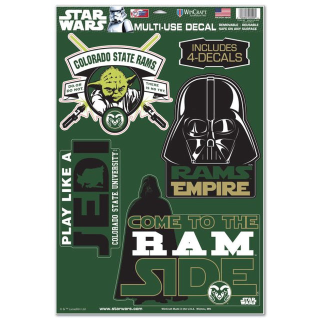 Calcomanía multiusos de Darth Vader y Yoda de Star Wars de Colorado State Rams, 11" x 17"