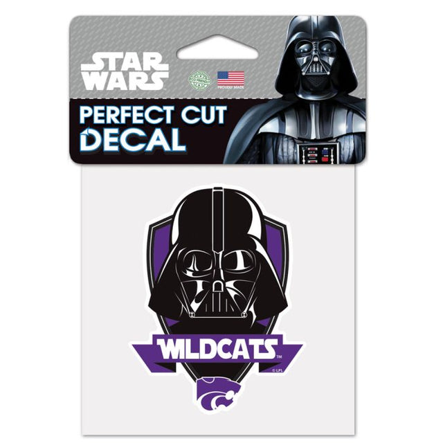 Calcomanía de color de corte perfecto de Darth Vader de Star Wars de Kansas State Wildcats, 4" x 4"