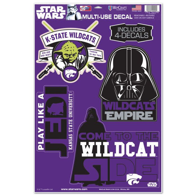 Kansas State Wildcats / Star Wars Darth Vader &amp; Yoda Multi-Use Decal 11" x 17"