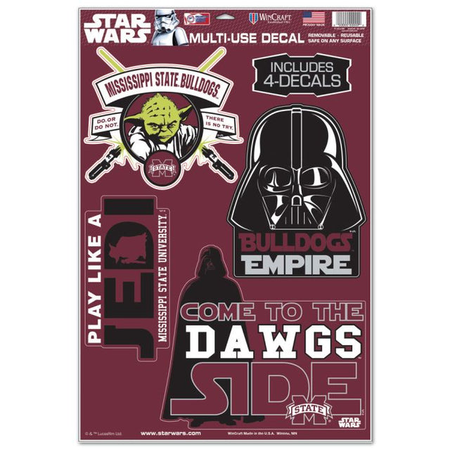 Calcomanía multiusos de Darth Vader y Yoda de Star Wars de Mississippi State Bulldogs, 11" x 17"