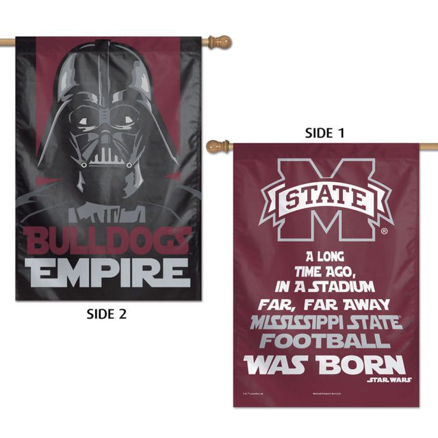 Bandera vertical de los Mississippi State Bulldogs / Star Wars Darth Vader de 2 lados, 28" x 40"