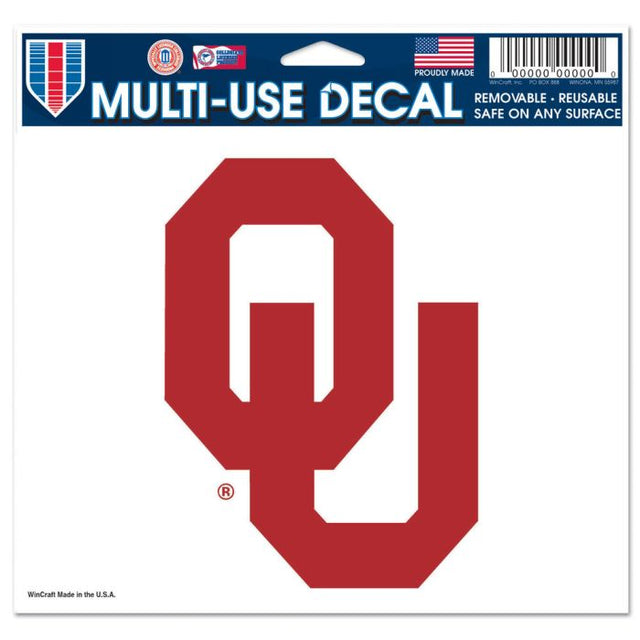 Oklahoma Sooners Multi-Use Decal -Clear Bckrgd 5" x 6"