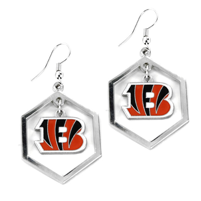 Pendiente con corte hexagonal de los Cincinnati Bengals -ER-639-02