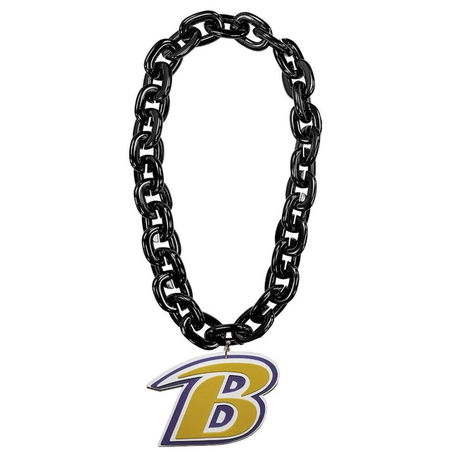 Cadena para fanáticos con el logotipo B de los Baltimore Ravens (NEGRO) -FF-590-31-BK