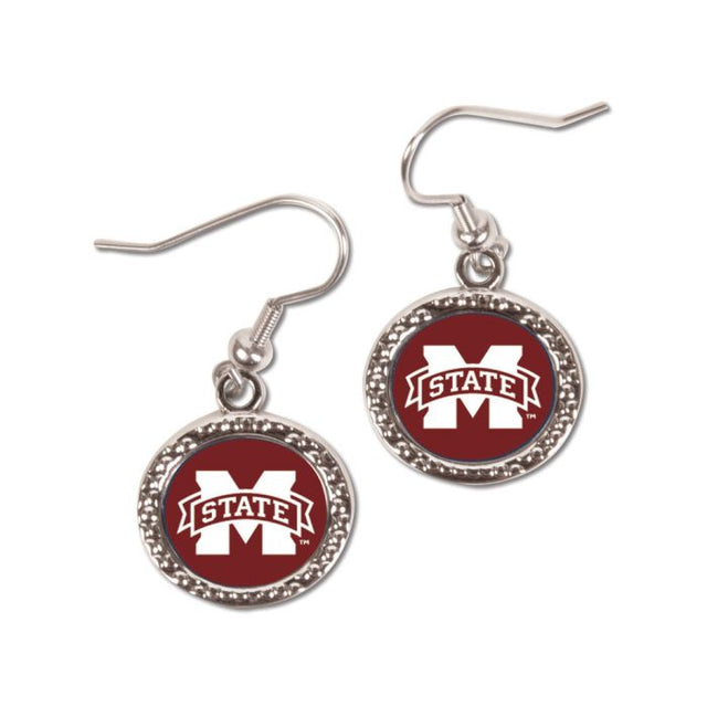 Pendientes de joyería de los Mississippi State Bulldogs en forma de tarjeta redonda