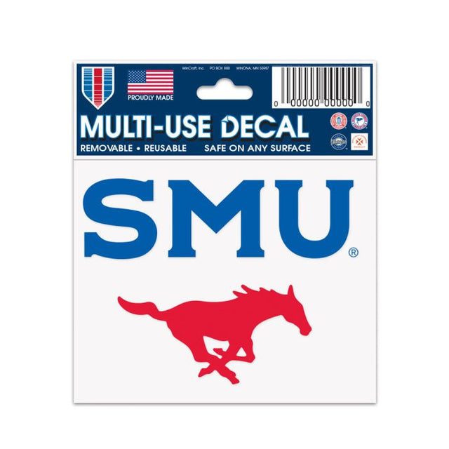 Calcomanía multiusos de los Mustangs de Southern Methodist, 3" x 4"