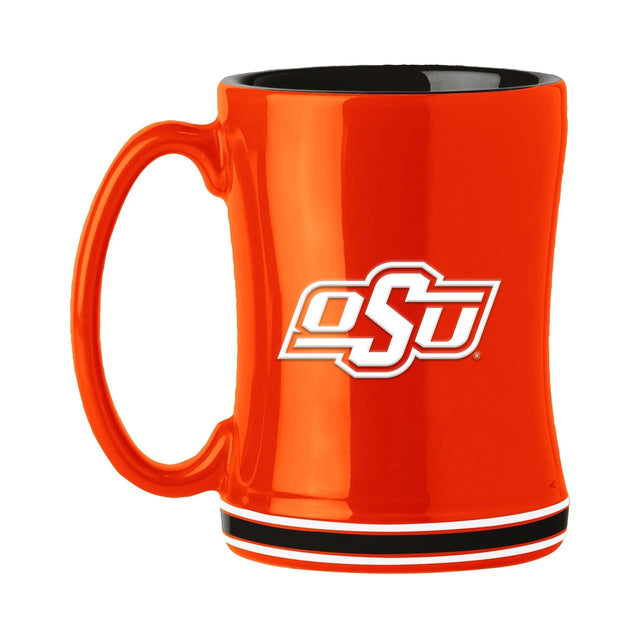 Taza de café de los Oklahoma State Cowboys de 14 oz con el color del equipo de relevo esculpido