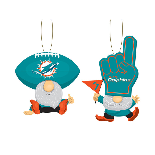 Paquete de 2 adornos de gnomos con forma de abanico de los Miami Dolphins