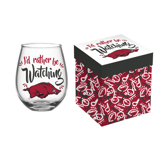 Vaso de vino sin tallo de Arkansas Razorbacks de 17 oz en caja