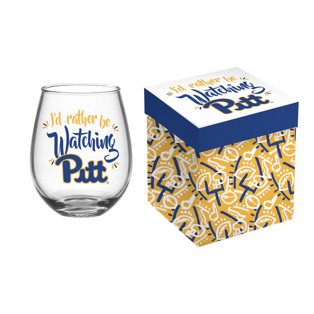 Copa de vino sin tallo de 17 oz de Pittsburgh Panthers en caja