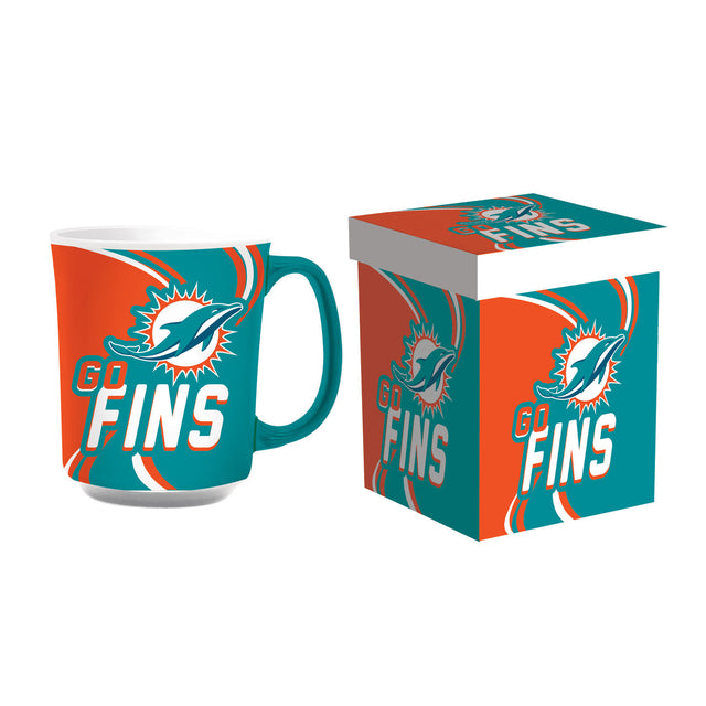 Taza de café de cerámica de 14 oz de los Miami Dolphins con caja a juego