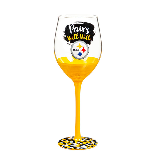 Pittsburgh Steelers Glass 17oz Wine Stemmed Boxed