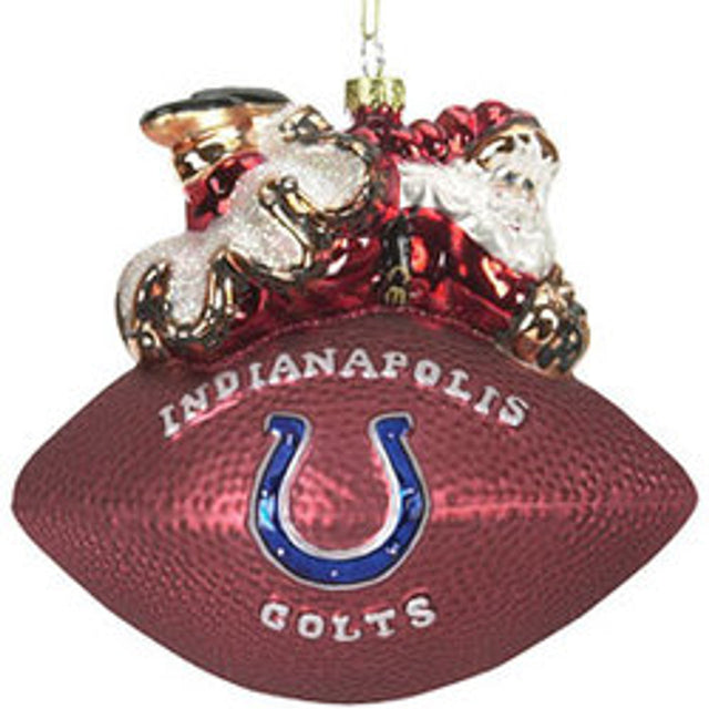 Adorno de fútbol de cristal de Peggy Abrams de 5 1/2 pulgadas de los Indianapolis Colts CO