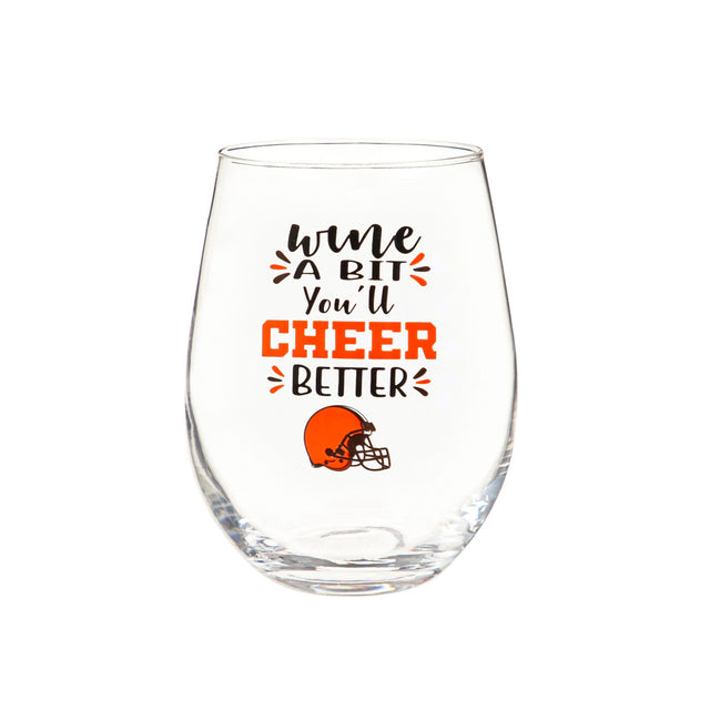 Vaso de vino sin tallo de 17 oz de los Cleveland Browns en caja