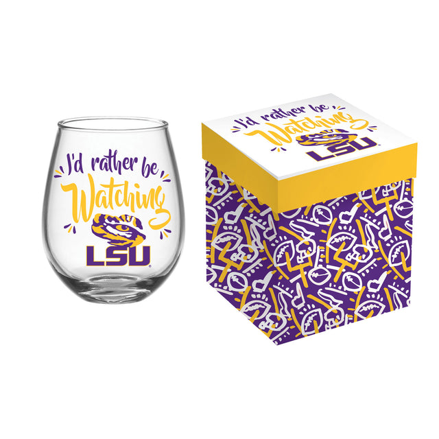 Vaso de vino sin tallo de 17 oz de LSU Tigers en caja