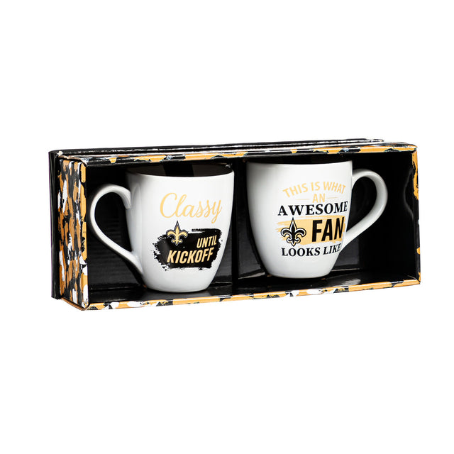 Juego de 2 tazas de café de cerámica de 17 oz de los New Orleans Saints con caja de regalo