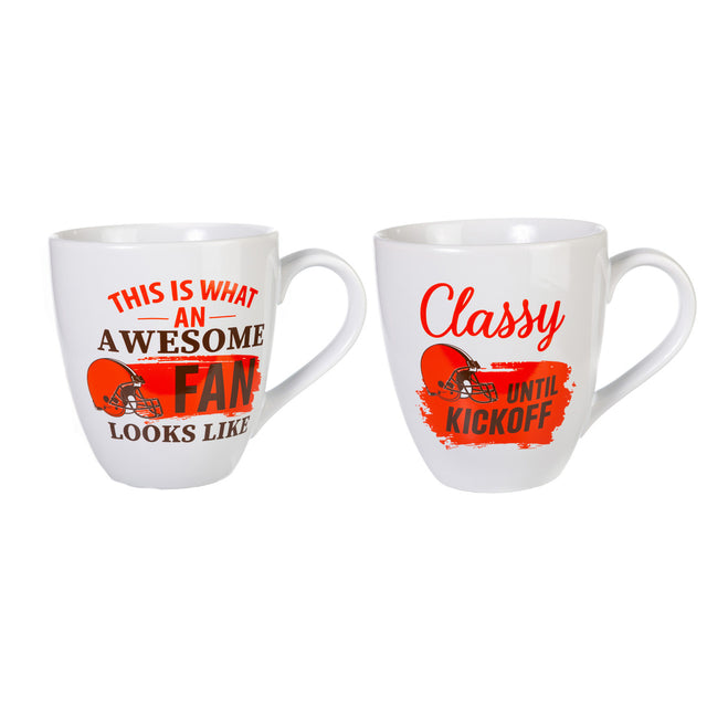 Juego de 2 tazas de café de cerámica de 17 oz de los Cleveland Browns con caja de regalo