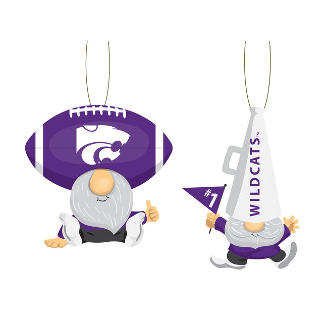 Paquete de 2 adornos de gnomos con forma de abanico de los Kansas State Wildcats