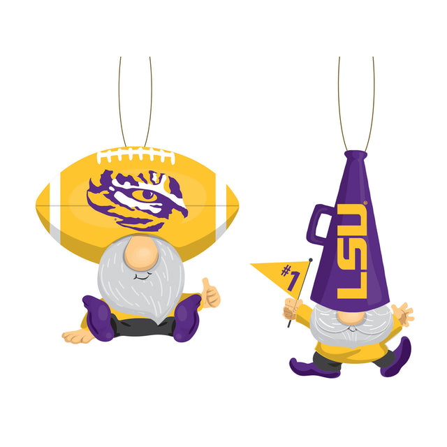 Paquete de 2 adornos de gnomos para fanáticos de los LSU Tigers