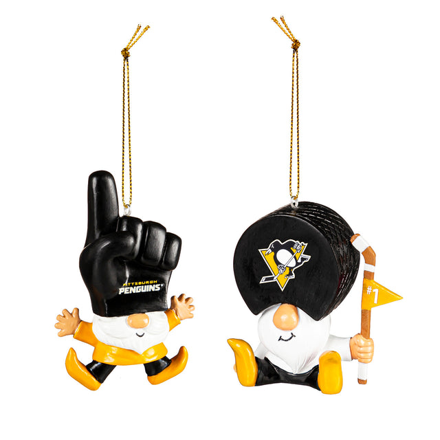 Paquete de 2 adornos de gnomos con forma de abanico de los Pittsburgh Penguins