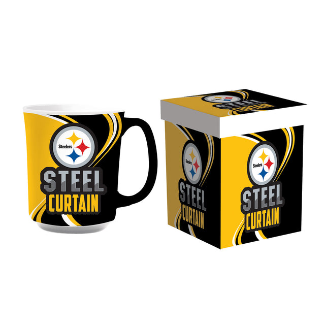 Taza de café de cerámica de 14 oz de los Pittsburgh Steelers con caja a juego