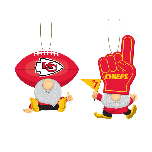 Paquete de 2 adornos de gnomos para fanáticos de los Kansas City Chiefs