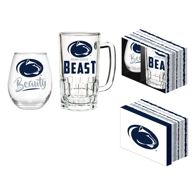 Juego de bebidas Penn State Nittany Lions en caja de 17 oz de vino sin tallo y jarra de 16 oz