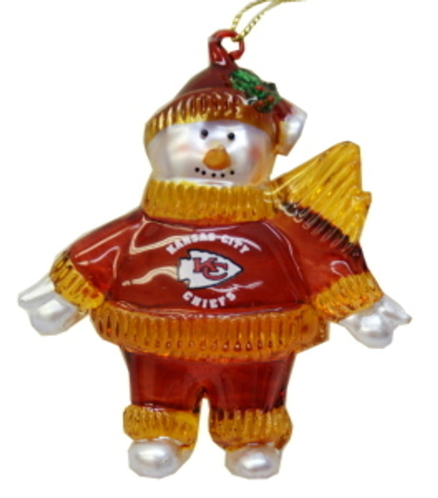 Adorno de muñeco de nieve de cristal de 2 3/4 de los Kansas City Chiefs CO