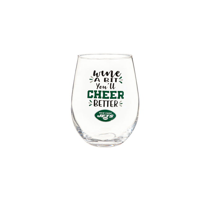 Vaso de vino sin tallo de 17 oz de los New York Jets en caja