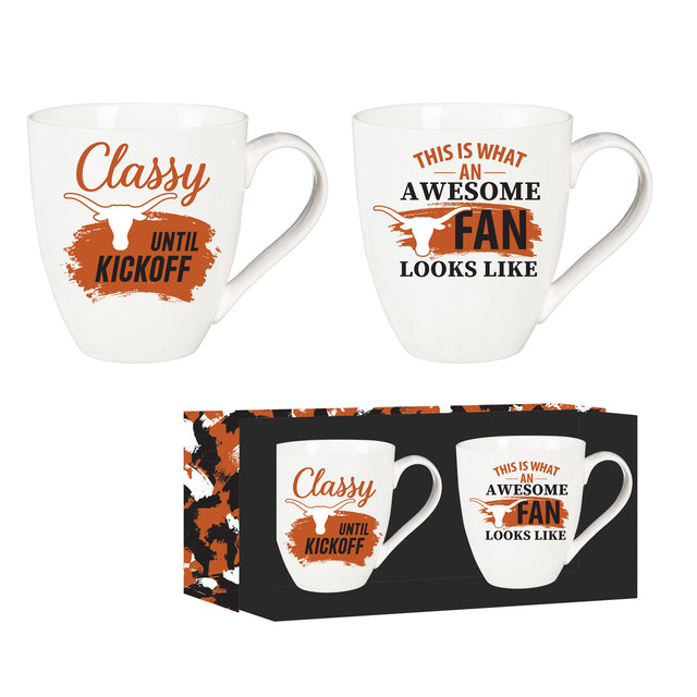 Juego de 2 tazas de café de cerámica de 17 oz de Texas Longhorns con caja de regalo