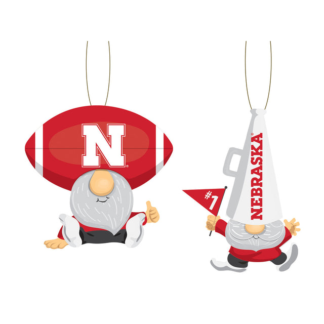 Paquete de 2 abanicos con adornos de gnomos de los Nebraska Cornhuskers