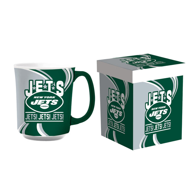 Taza de café de cerámica de 14 oz de los New York Jets con caja a juego