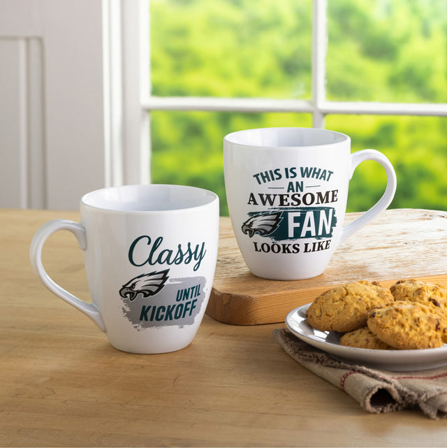 Juego de 2 tazas de café de cerámica de 17 oz de los Philadelphia Eagles con caja de regalo